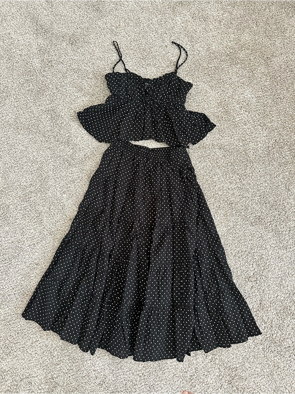 Vici Black and White Polka Dot Two-Piece Maxi Set